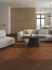 Load image into Gallery viewer, Bamboo Flooring - Coffee Strand Woven Engineered Click Herringbone Parquet Matte 450mm x 96mm x11mm BB-CCLPQ)